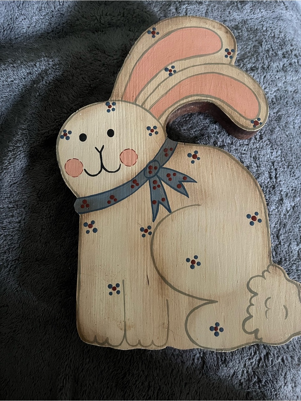 Handcrafted Pink & Cream Bunny Decorative Accent